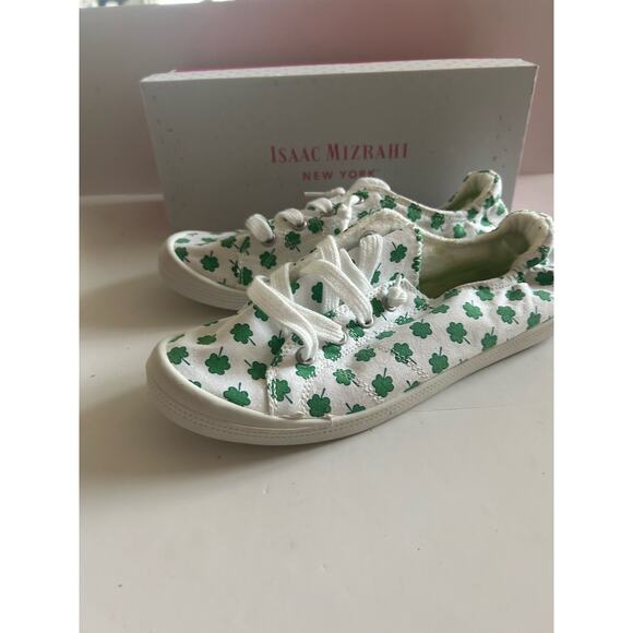 Isaac Mizrahi Shoes - Isaac Mizrahi Reesa St. Pats Irish Shamrock Sneakers White Green Sz 8.5 NIB